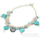 pearl turquoise colored glaze necklace