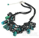 black agate black crystal phenix necklace