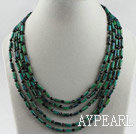 Wholesale Fashion Multi Strand Cylinder Shape Phenix Stone And Black Crystal Ball Necklace