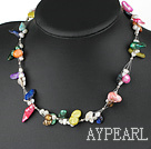 17.5 inches simple multi color pearl necklace