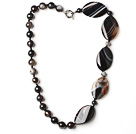 eye shape black agate necklace with moonlight clasp