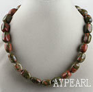 chunky style 14*18mm green gemstone necklace with toggle clasp