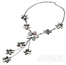 Wholesale Elegant Loop Chain Garnet And Black Butterfly Lip Shell Pendant Necklace