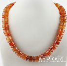 Single Strand Cylinder Shape Red Agate Necklace