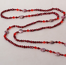 Wine Red Series Freshwater Pearl Crystal Long Necklace