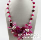 23.6 inches white pearl agate and crystal necklace