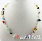 17.7 inches multi color gemstone necklace with lobster clasp