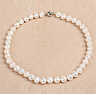 Best Mother Gift Graceful 10-11mm Natural Smooth White Pearl Party Necklace