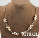bridal jewelry 17.7 inches pink and white pearl necklace