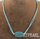 17.7 inches simple style blue agate pendant necklace