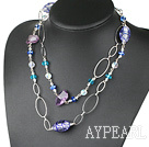 Wholesale 39.4 inches fashion long style amethyst colored glaze necklace