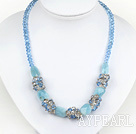 Wholesale marvelous blue crystal and aquamarine gemstone necklace