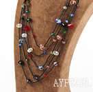 multi strand colorful crystal necklace with extendable chain