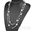 Wholesale 51.2 inches white pearl rose quartze necklace
