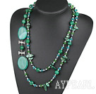 47.2 inches green color crystal pearl and agate necklace