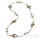 brown pearl white teeth pearl crystal necklace