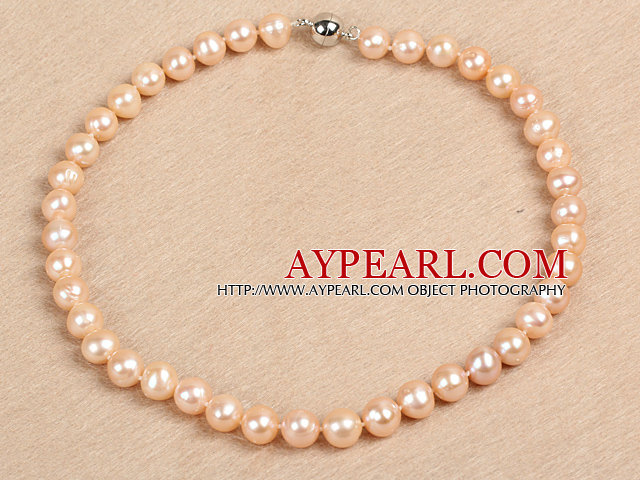 Best Mother Gift Graceful 10-11mm Natural Smooth Pink Pearl Party Necklace
