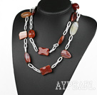 41.7 inches original color agate on bold metal chain