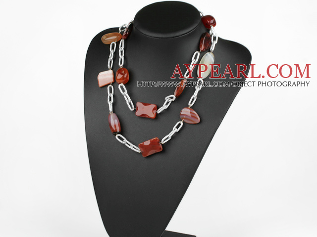 41.7 inches original color agate on bold metal chain