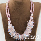 Wholesale marvelous rose quartze and opal necklace with moonlight clasp