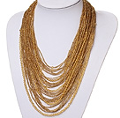 Wholesale admirably multi strand 2-4mm yellow manmade crystal necklace