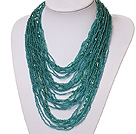 Wholesale admirably multi strand 2-4mm lake blue manmade crystal necklace