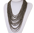 hot style vogue multi strand 2-4mm grey manmade crystal necklace