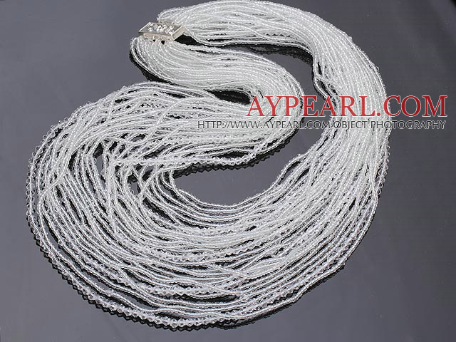 stunning multi strand 2-4mm white crystal necklace