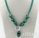 18.1 inches green color crystal and agate pendant necklace 