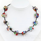 Wholesale cluster style colorful crystal necklace with extendable chain