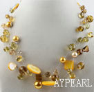 hot new style 17.7 inches yellow crystal and shell necklace