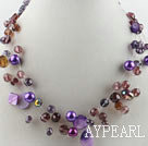 Wholesale hot new style 17.7 inches purple crystal and shell necklace