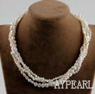 17.3 inches four strand white pearl necklace with moonlight clasp