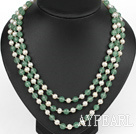 three strand 17.7 inches white pearl and aventurine necklace with shell flower clasp