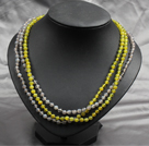 Wholesale Gorgeous Long Style Grey Agate And Korean Jade Necklace