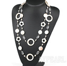 51.2 inches white pearl crystal and flower shell necklace