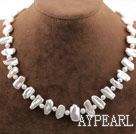 Single Strand White Biwa Freshwater Pearl Necklace with Lobster Clasp