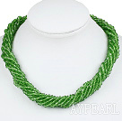 17.7 inches multi strand 4mm green crystal necklace with magnetic clasp