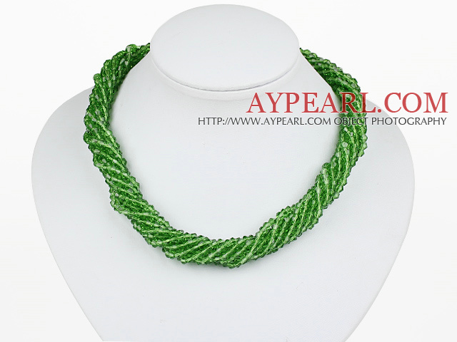17.7 inches multi strand 4mm green crystal necklace with magnetic clasp