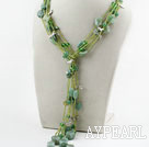 Green Series Multi Strands Aventurine and Green Pearl Crystal Necklace
