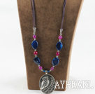 26 inches crystal and agate necklace with owl pendant