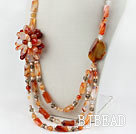 Assorted Pearl and Natural Color Agate Flower Party Necklace
