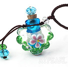 Wholesale Simple Style Flower Shape Colored Glaze Perfume Bottle Pendant Necklace (Color Random and The Thread Can Be Adjusted)