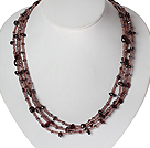 Wholesale Multi Strands Garnet and Crystal Necklace