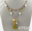 New Design Pearl Crystal and South Korea Jade Necklace
