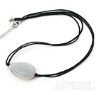 Simple Style Gray Agate Pendant Necklace with Black Thread