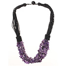 multi strand 6-7mm amethyst chips necklace