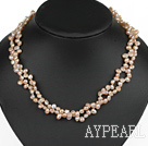 Classic Design Two Strands Top Drilled Pink FW Pearl Necklace