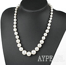 white round 8-16mm seashell beads necklace with moonlight clasp