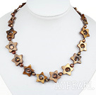 17.3 inches star shape shell with brown pearls necklace(heart toggle clasp)